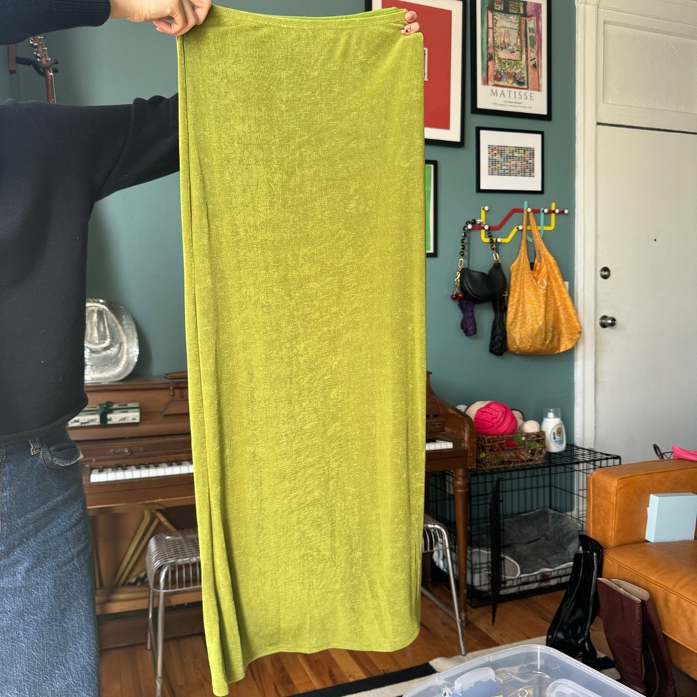 princess Polly green stretchy midi skirt